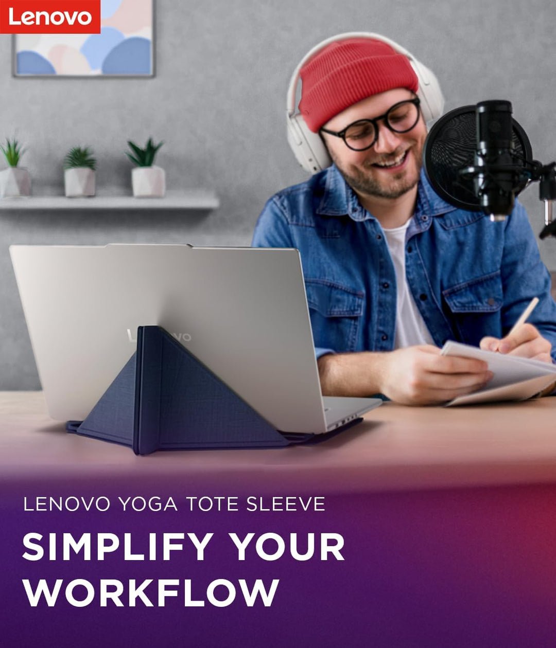 Lenovo Yoga Laptop Tote Sleeve | Flexibel Laptophülle 14 Zoll | Schlank und Leicht | Farbe Cosmic Bl