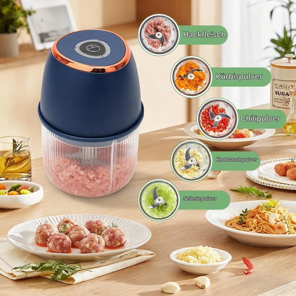 Mini Zerkleinerer Elektrisch, 350 ml Elektrisch Gemüsezerkleinerer Zwiebelschneider, Klein Zwiebel Z