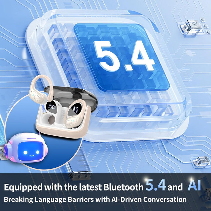 AI Kopfhörer Übersetzer, 3-in-1Bluetooth 5.4 Echtzeit Sprachübersetzer Kopfhörer 164 Sprachen mit Ap