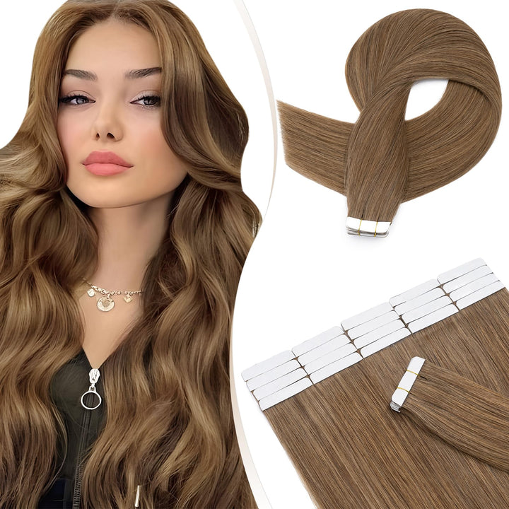 Elailite Tape Extensions Haarverlängerung - Invisible Tape Extensions Echthaar - Remy Real Human Hai