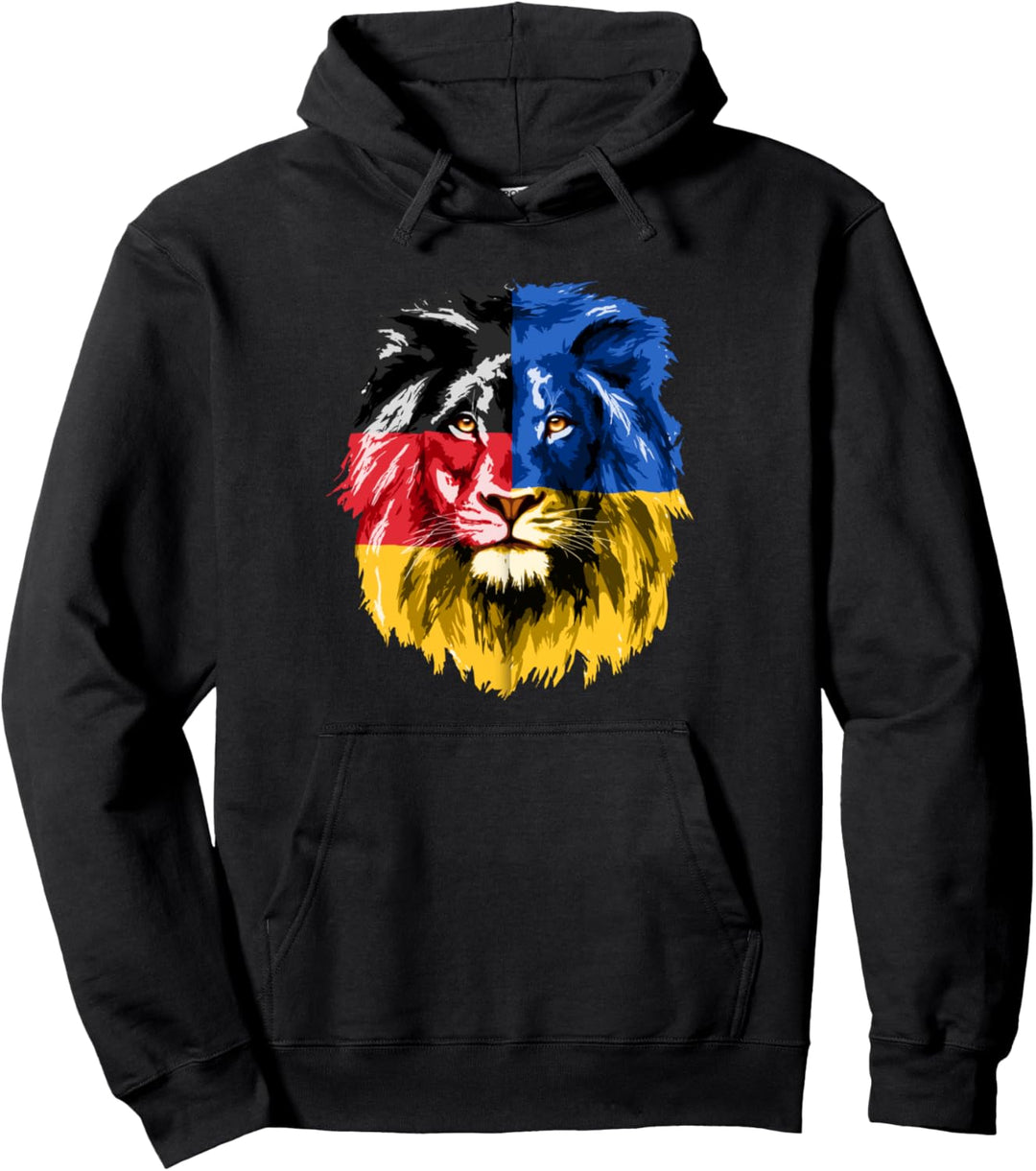 Ukraine Germany Flag Lion Deutschland Ukrainian Flag Color Pullover Hoodie