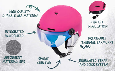 meteor Skihelm Kinder Snowboard Helm Herren Ski Helmet fur Mädchen Jungen Skihelm Damen L (58-61cm)