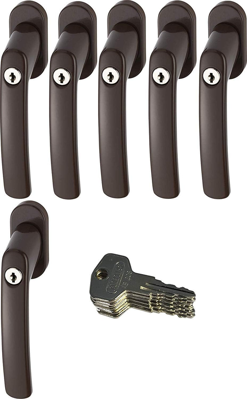 ABUS FG200 B SB abschliessbarer Fenstergriff, braun im Set 6 Stück