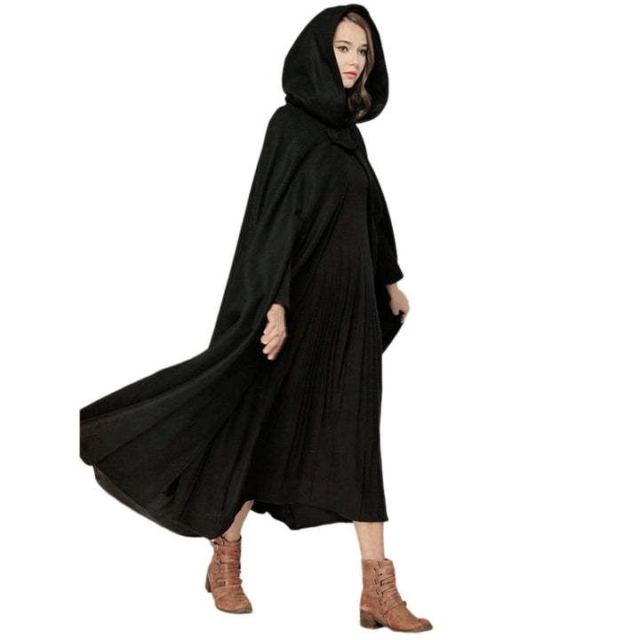JLTPH Damen Herbst Winter Maxi Lose Umhang mit Kapuze Mantel Poncho Kap Strickpulli Longstrickjacke