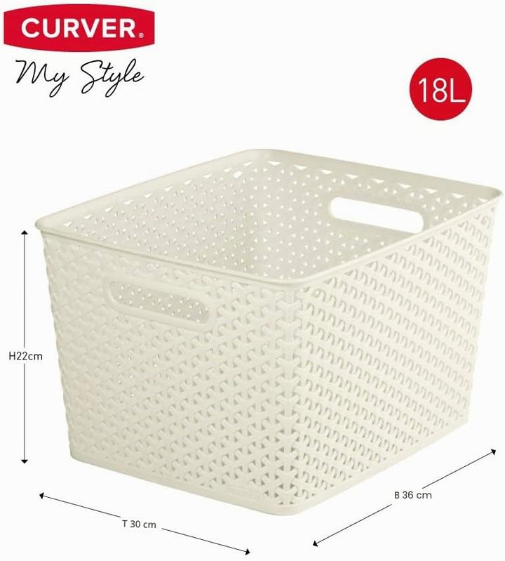 Curver 03612-885-00 Dekorativer Korb My Style L, 18 L, Creme, Creme