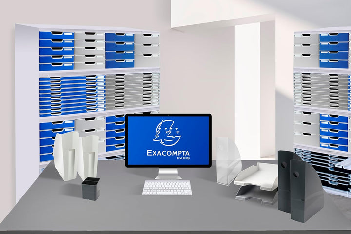 Exacompta 310041D Premium Ablagebox mit 4 Schubladen für DIN A4+ Dokumente. Belastbare Schubladenbox