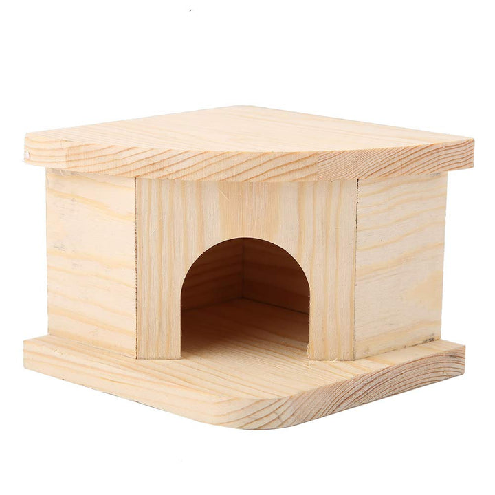 Hamster Holzhaus, Holz Hamsterhaus Versteck Ecketage Rechts Käfig Dekor Zubehör Mehrkammernhaus Meer