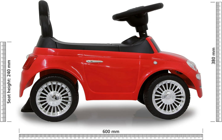 JAMARA 460326 - Rutscher FIAT 500 rot - offiziell lizenziert, Kofferraum unter der Sitzfläche, Schub