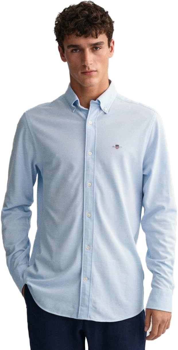 GANT Herren Reg Jersey Pique Shirt Klassisches Hemd M Capri Blue, M Capri Blue