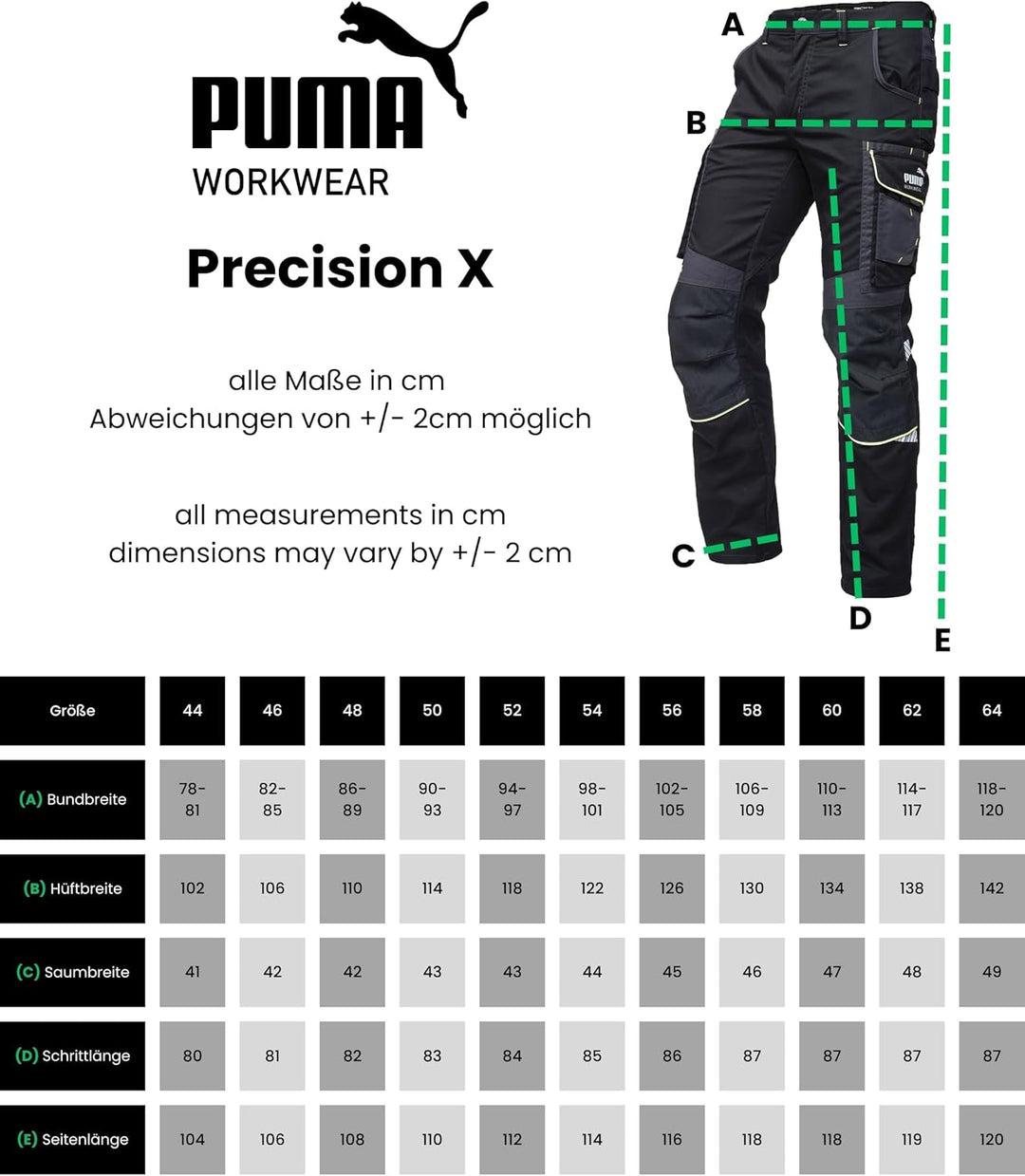 PUMA WORK WEAR Premium Arbeitshose mit vielen Taschen und extra verstärktem Nylon Gewebe 58 Marinebl