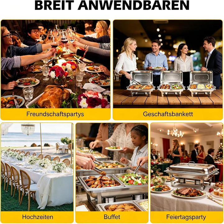 Chafing Dishes für Buffet 9 QT 4er Pack 7 Behälter, [Behälter in verschiedenen Grössen] Catering-Cha