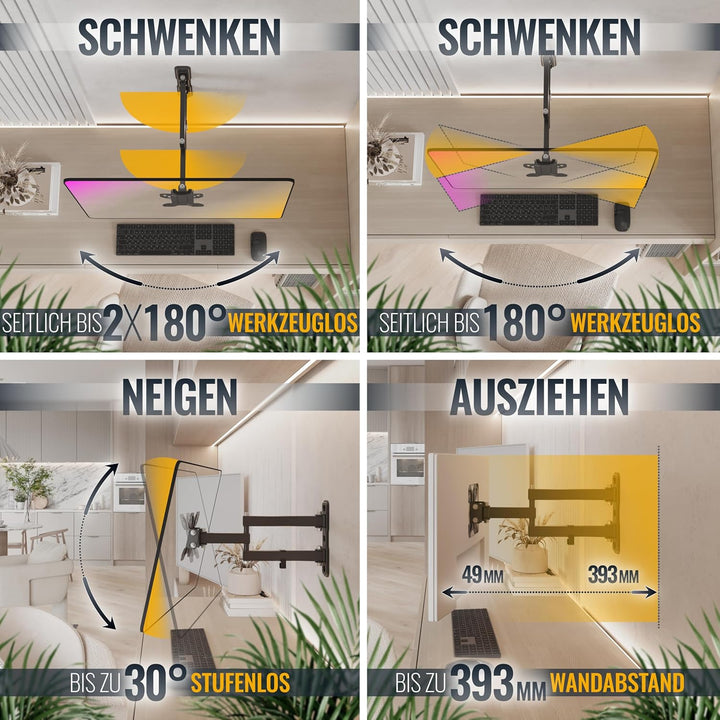 RICOO PC Monitor Wandhalterung Schwenkbar Neigbar für 13-30 Zoll, Halterung Wand S7911, Monitorhalte