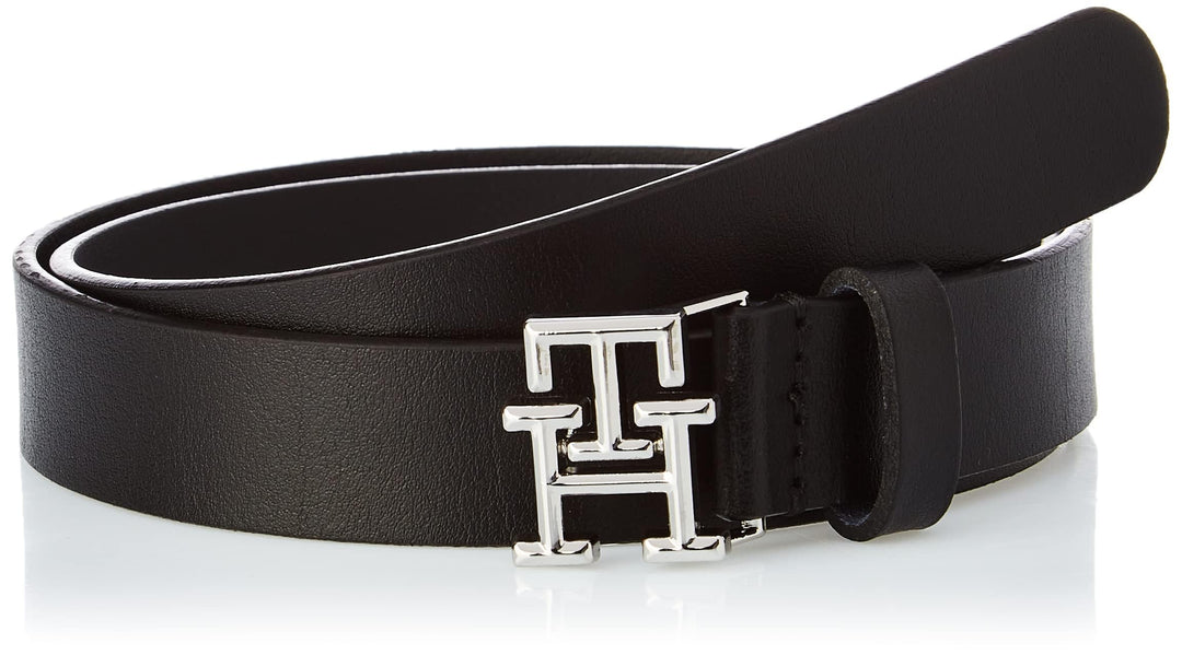 Tommy Hilfiger Damen Gürtel TH Logo 2.5 Ledergürtel 95 Schwarz, 95 Schwarz
