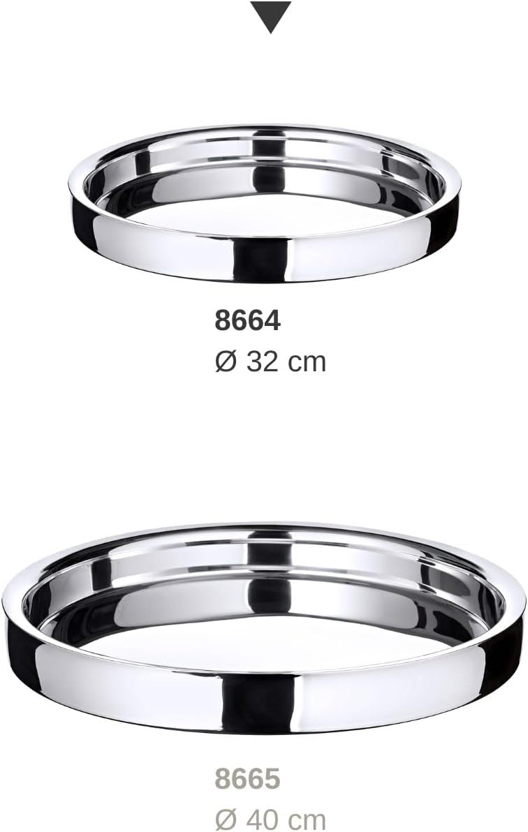 EDZARD Tablett Alaska (ø 32 cm) rund, Edelstahl hochglanzpoliert, Serviertablett, Dekotablett Durchm