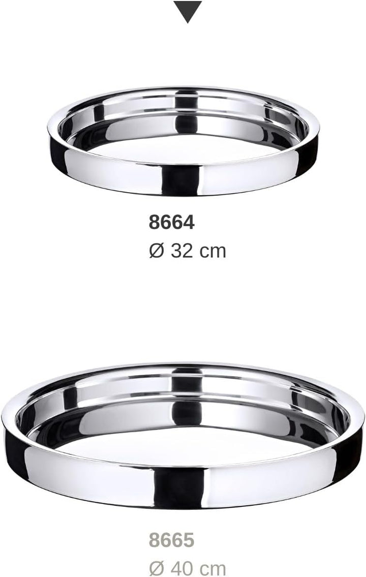 EDZARD Tablett Alaska (ø 32 cm) rund, Edelstahl hochglanzpoliert, Serviertablett, Dekotablett Durchm