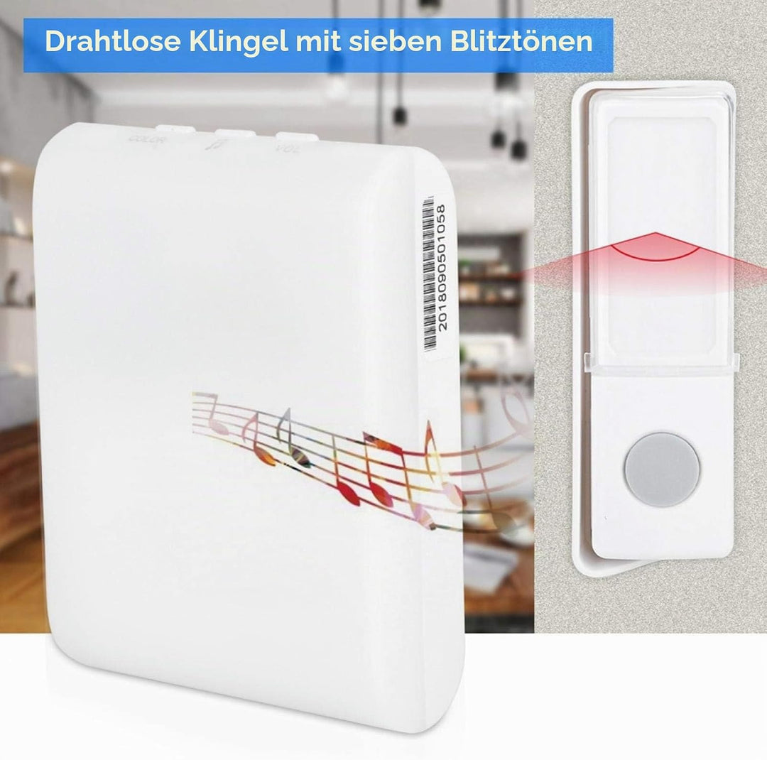 Drahtlose Türklingel 7-Farben-LED-Blitzknopf Türklingel IP44 Regensicheres Türklingel-Kit mit 32 Mel