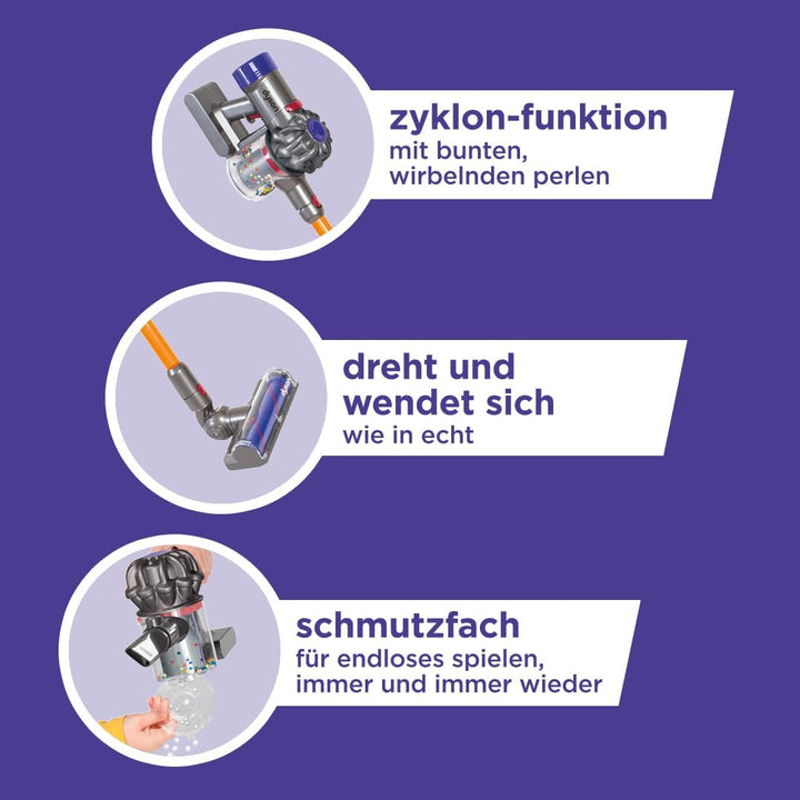 Casdon Dyson Kabelloser Staubsauger | Interaktiver Dyson Spielzeugstaubsauger für Kinder ab 3 Jahre