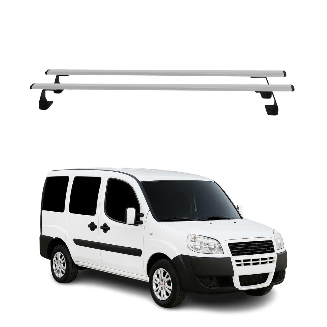 OMAC Heavy Duty Dachträger Querträger kompatibel mit FIAT Doblo I 2000-2010 – 2 Stangen – Stahl Silb