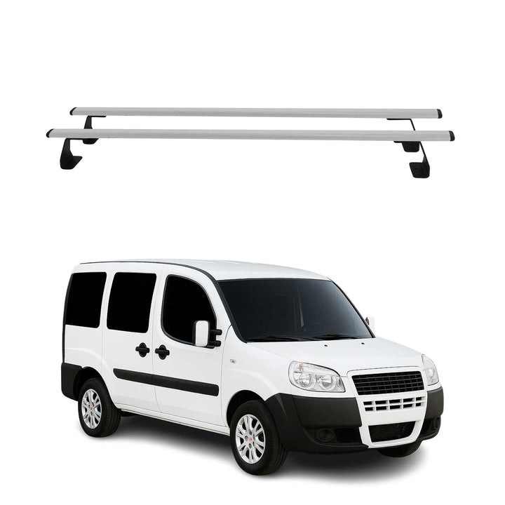 OMAC Heavy Duty Dachträger Querträger kompatibel mit FIAT Doblo I 2000-2010 – 2 Stangen – Stahl Silb
