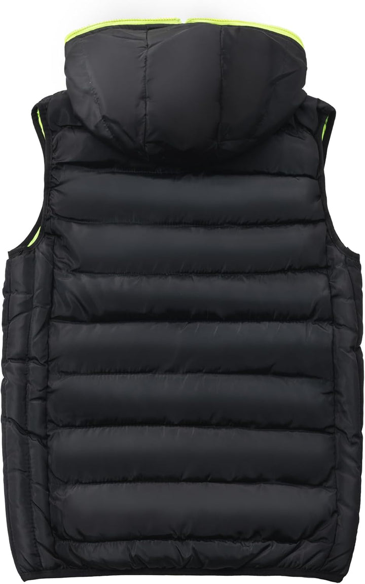 Kinder Warme Weste Jungen Steppweste Ärmellose Winterjacke Puffer Weste mit Kapuze Schwarz Grün 170-