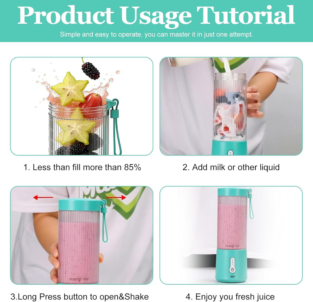 Tragbarer Mixer, Smoothie Maker to Go, Elektrischer Mixer Smoothie Maker, Lake Blue Smoothie Maker,