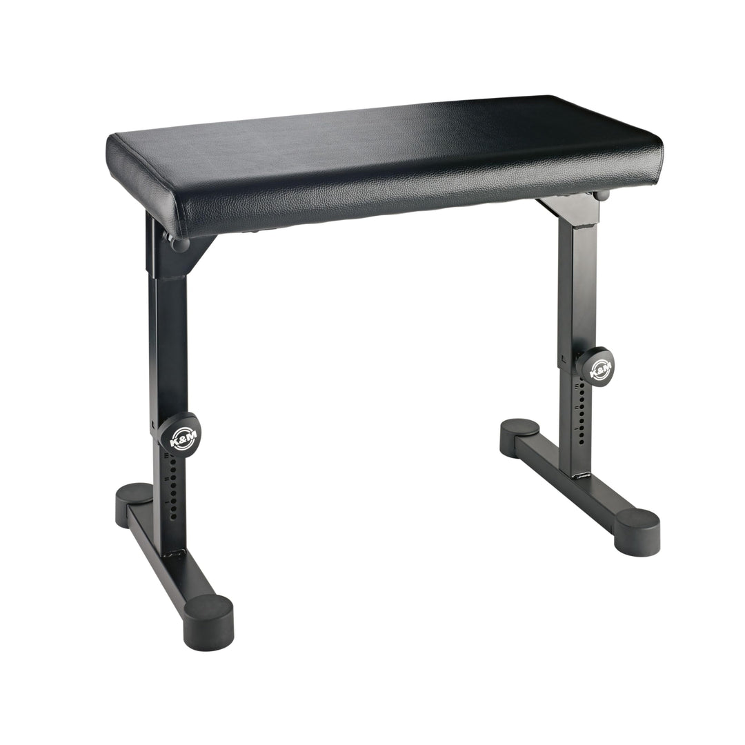 K&M 14087 Klavierbank Schwarz – Stahl, Kunstleder – Polstersitz, breite Sitzfläche – Höhenverstellba