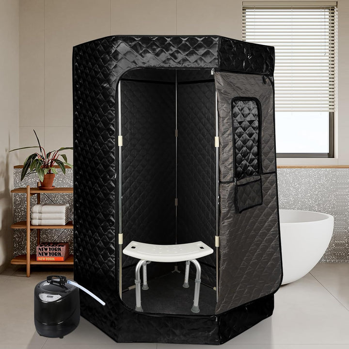 Tragbare Dampfsauna 90x90x180 cm mit 3L Dampfgenerator, Mobile Sauna Zelt für Zuhause, Infrarot & Da