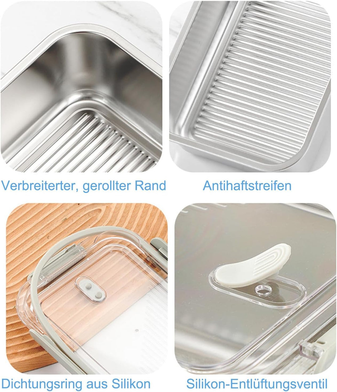 FOLAI 3er Pack 304-Stahl Box Bento Lunch Box Edelstahl Leakproof Lunchbox für Picknick, Schule, Arbe