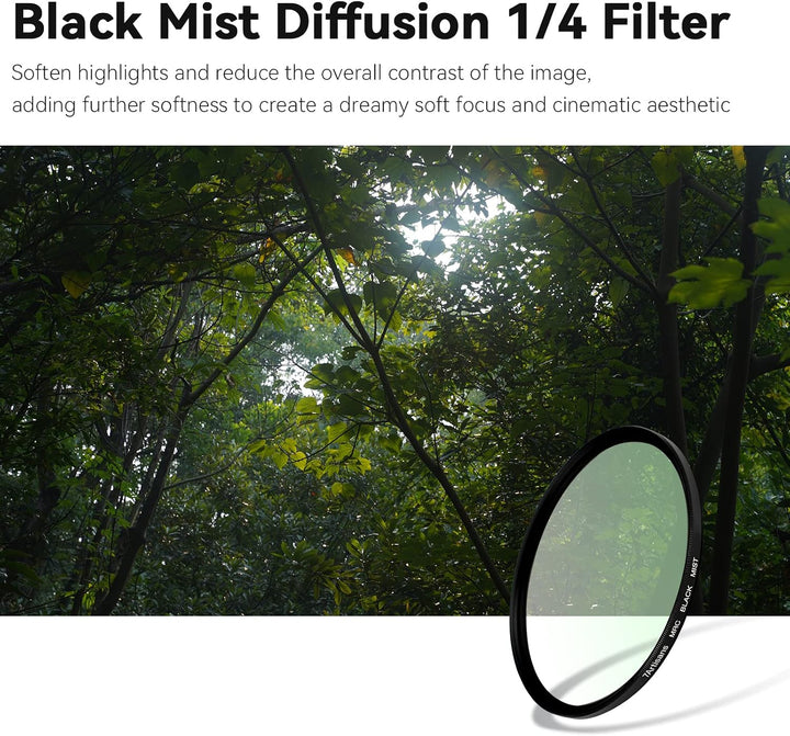 7artisans Black Mist Filter 1/4 Aluminiumlegierung, natürlicher weicher Diffusor-Effekt, weicher Fok