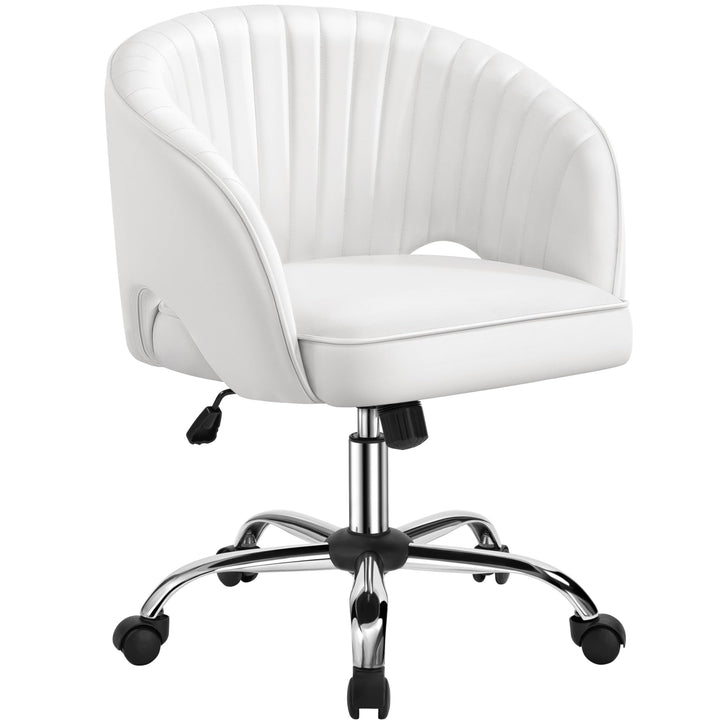 Yaheetech Bürostuhl aus Kunstleder, Ergonomischer Schreibtischstuhl mit Armlehnen, Drehstuhl mit Rol