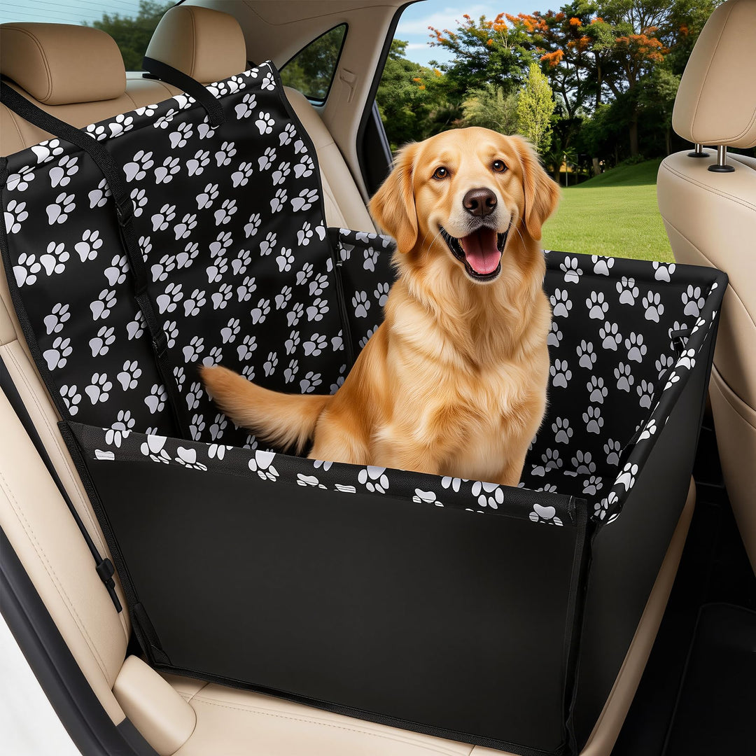Wimypet Hunde Autositz wasserdichte, Haustier Autoschondecke mit Hund Sicherheitsgurt, Hundekorb für