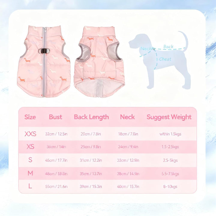 Hundemantel Winter Hundejacke Warme Hundemantel für Kleine Hunde Winddichte Hundeweste mit Geschirr