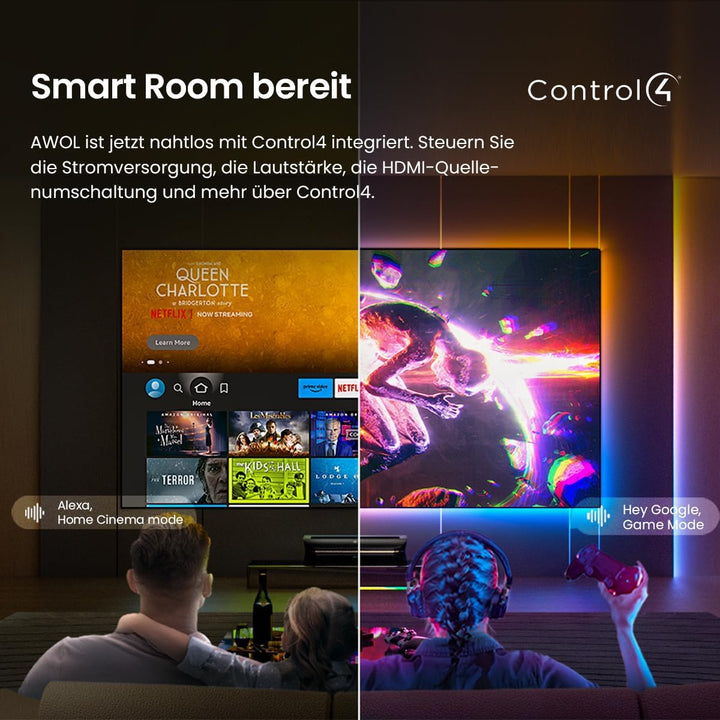 AWOL VISION LTV-3000 Pro 4K 3D Kurzdistanz Beamer 4k Laser, 3000 Lumen mit Dolby Vision & Atmos, HDR