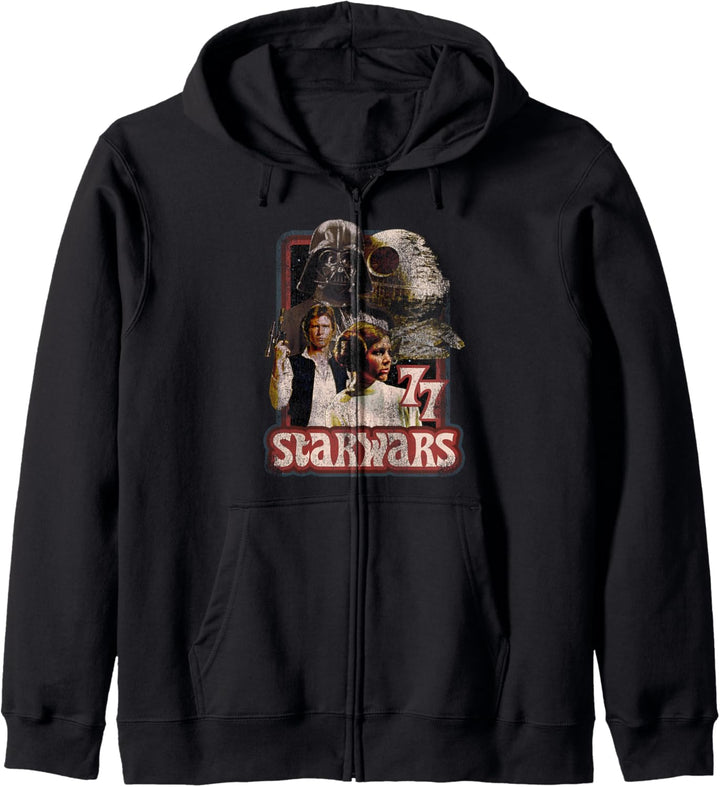 Star Wars Group Shot Retro Vibe Distressed Kapuzenjacke