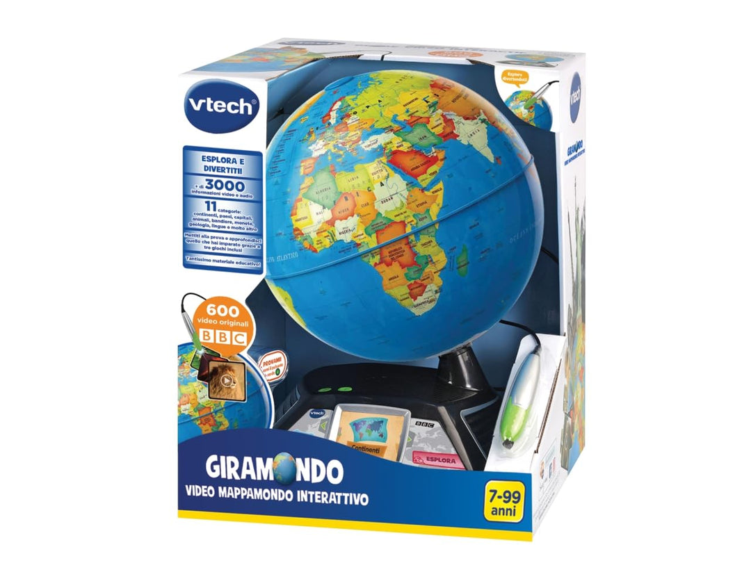 VTech Giramondo Interaktiver Videokarten, Weltkarte für Kinder, mit Touch-Stift und Bildschirm 2,7 Z