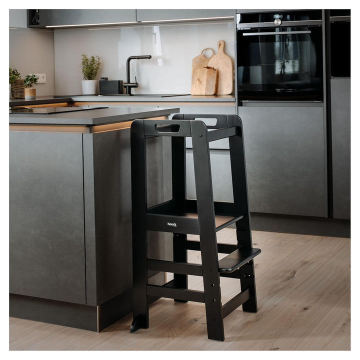 hauck Learn N Explore, Schwarz - Lernturm für KInder aus FSC® Zertifiziertes Buchenholz, Höhenverste