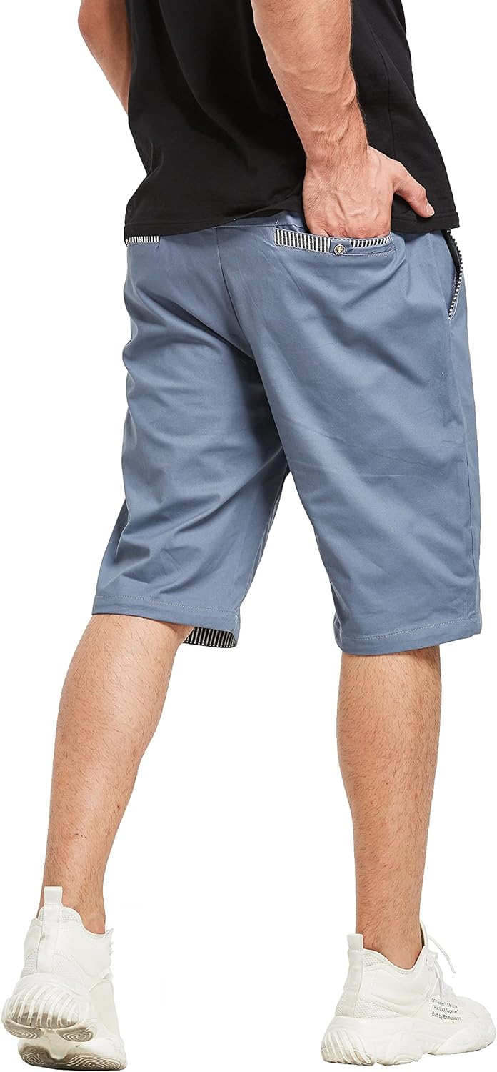 Tansozer Herren-Shorts, Herren, Baumwolle, Sommer-Shorts mit Taschen für Herren S Denimblau, S Denim