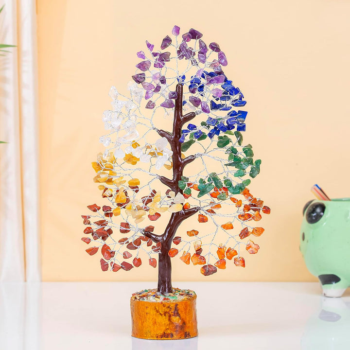 7 Chakra Tree of Life - Crystal Tree for Positive Energy, Feng Shui Decor - Handmade Gemstone Tree,