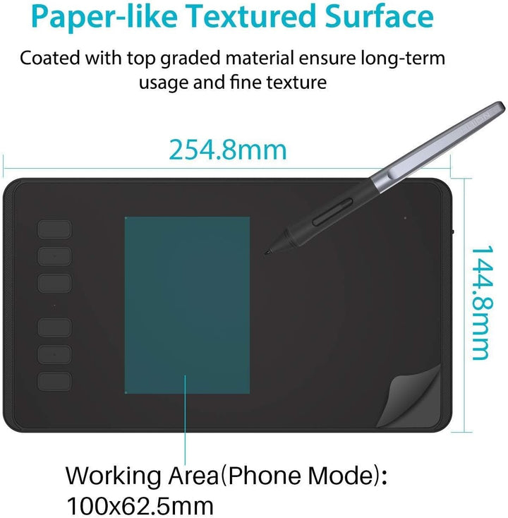 Huion Inspiroy H640P Grafiktablett, Android-Unterstützung, mit Batterielosem Stylus und 8192 Druckem