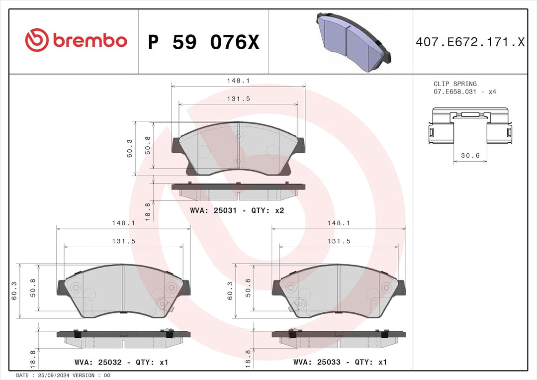 BREMBO P 59 076X Bremsbeläge