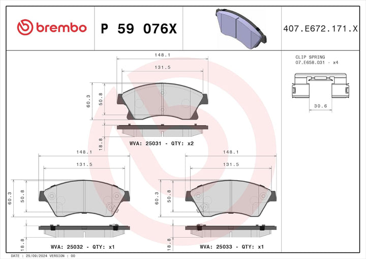 BREMBO P 59 076X Bremsbeläge