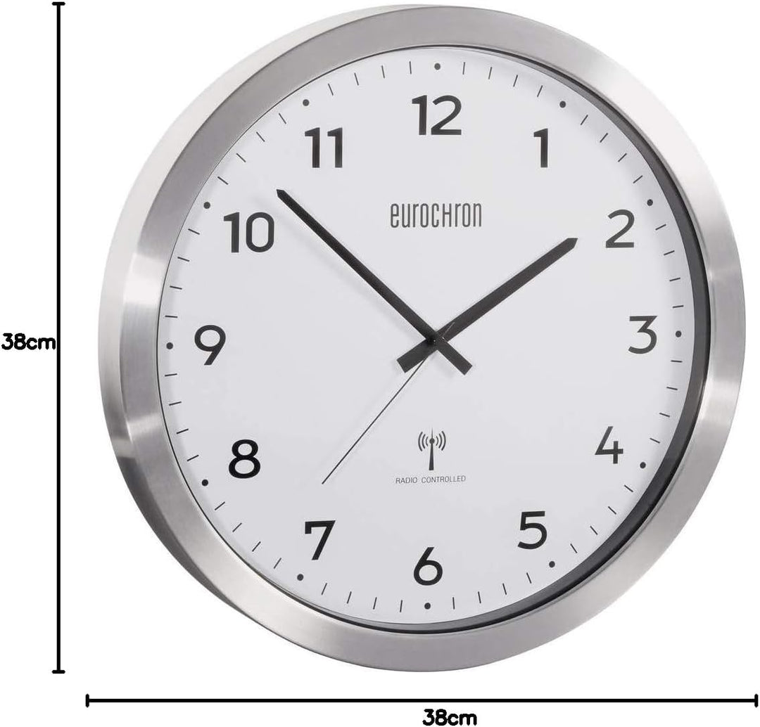 Eurochron EFWU 2600 Funk Wanduhr 38 cm Aluminium (gebürstet)