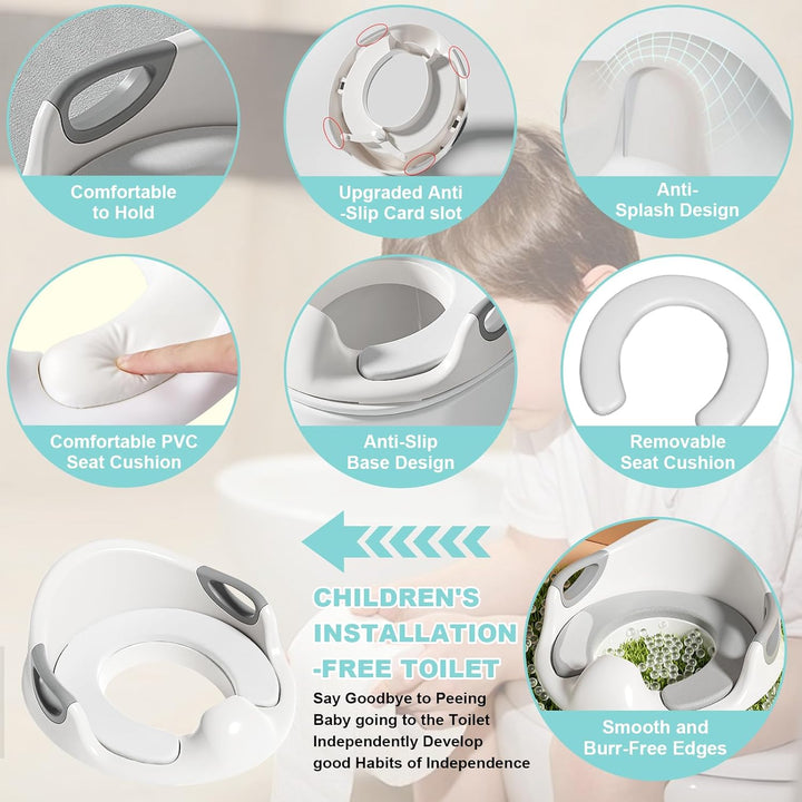 Toilettensitz Kinder,WC Sitz Kinder mit Griffen und Rückenlehne,Toilettensitze Kinder,Rutschfestes S