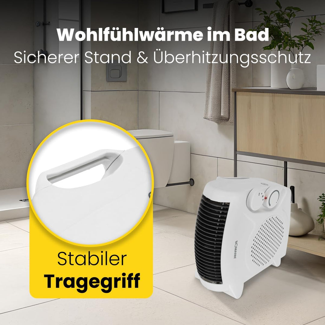 Bomann® mobiler & kompakter Heizlüfter | Heizlüfter 2000W & 1000W | Heizkörper mit Ventilatorfunktio