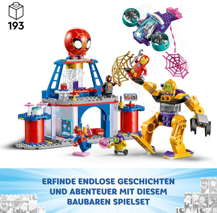 LEGO Marvel Das Hauptquartier von Spideys Team, Spider-Man-Spielzeug mit Fahrzeug und Mech, Geschenk
