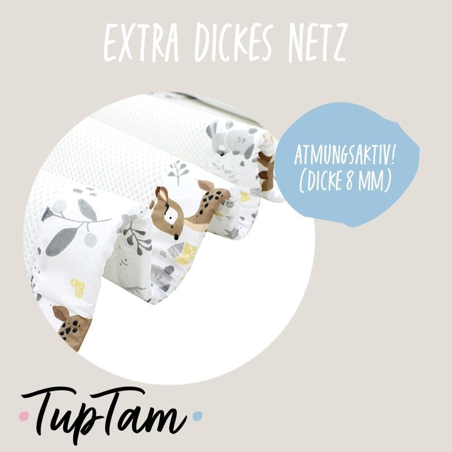 TupTam Gitterstäbe Schutz Netz Babybett Nestchen 3D Mesh 2 Pack, Farbe: Extra Dickes 8mm Netz/Wilde