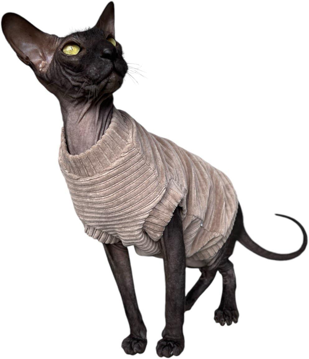 Kotomoda Katzen-T-Shirt aus Cord fьr Sphynx und nackte Katzen (Medium, Taupe) mittel taupe, mittel t