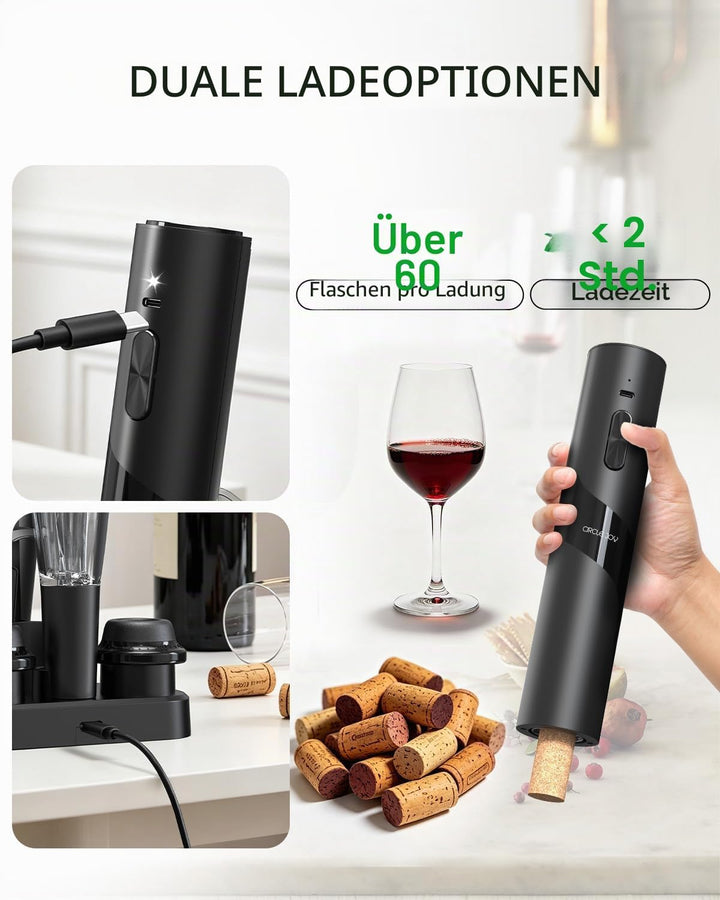 CIRCLE JOY Elektrischer Korkenzieher Wiederaufladbare 7-in-1 Weinöffner Geschenkset mit Elektrischem