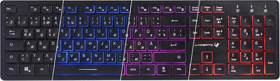 Lacerto® | Bilinguale Russisch-Deutsche beleuchtete Tastatur, USB, Spritzwassergeschützt, Deutsch +