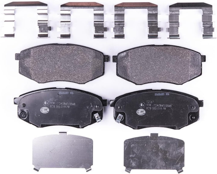 HELLA PAGID 8DB 355 019-791 Bremsbelagsatz - T2167 - Dicke/Stärke: 17.7mm - mit akustischer Verschle